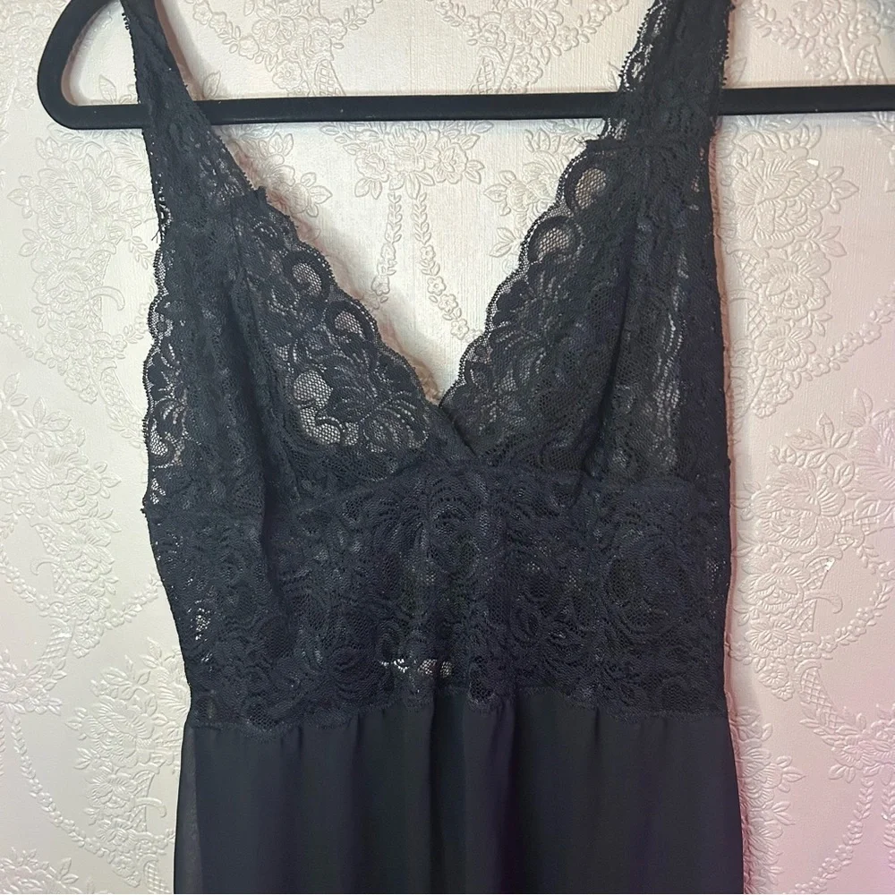Elegant Black Lace Nightgown Vintage Diane Frais M medium - Picture 2 of 7